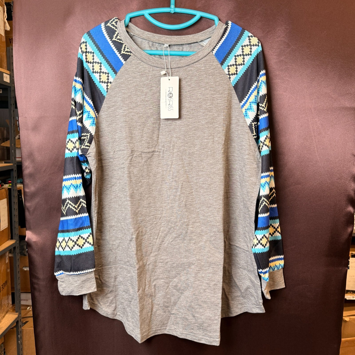 ROSRISS Women's 14W-28W Long Sleeve Tunic Crewneck Colorblock Striped Tee Shirt
