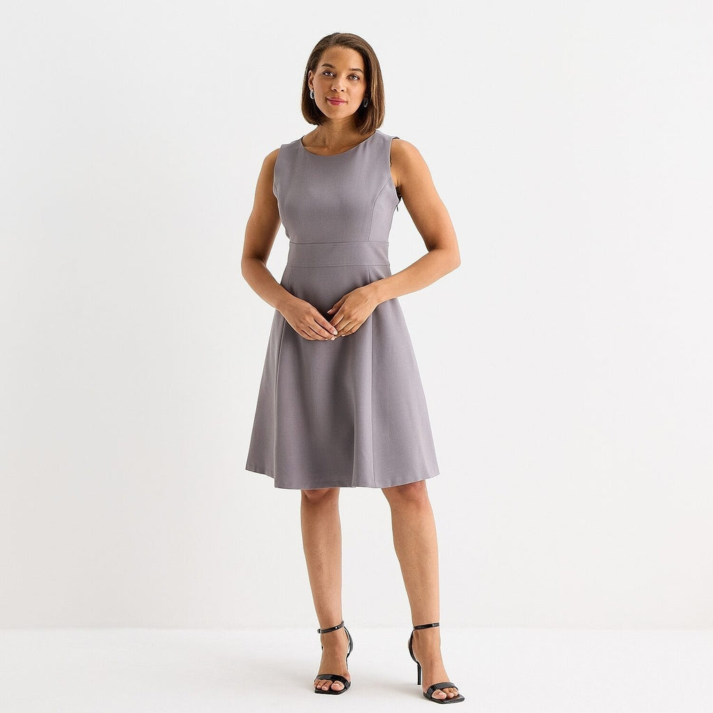 MSRP $89 Black Label by Evan-Picone Womens 4 Granite Crew Neck Sleeveless Dress
