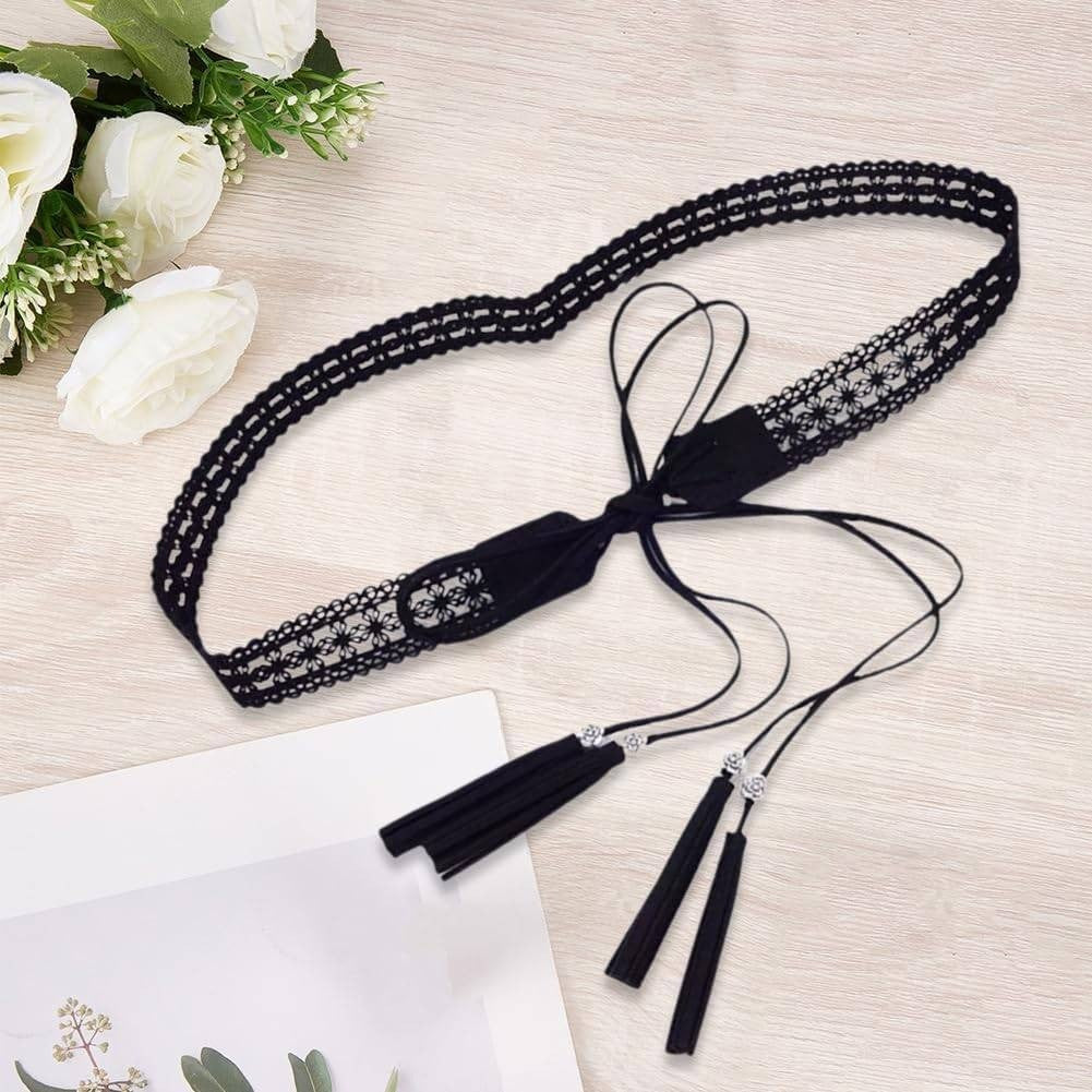 CALFOVERA 66.54 x 1.12" Woven Tassel Belt for Women PU Leather Bohemian