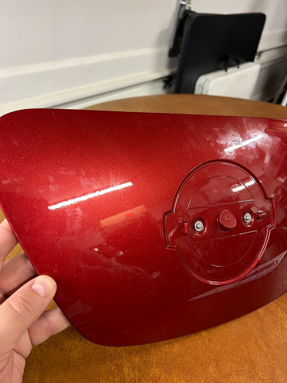 2013 Nissan Leaf Front Charge Port Door Cover Red without Emblem