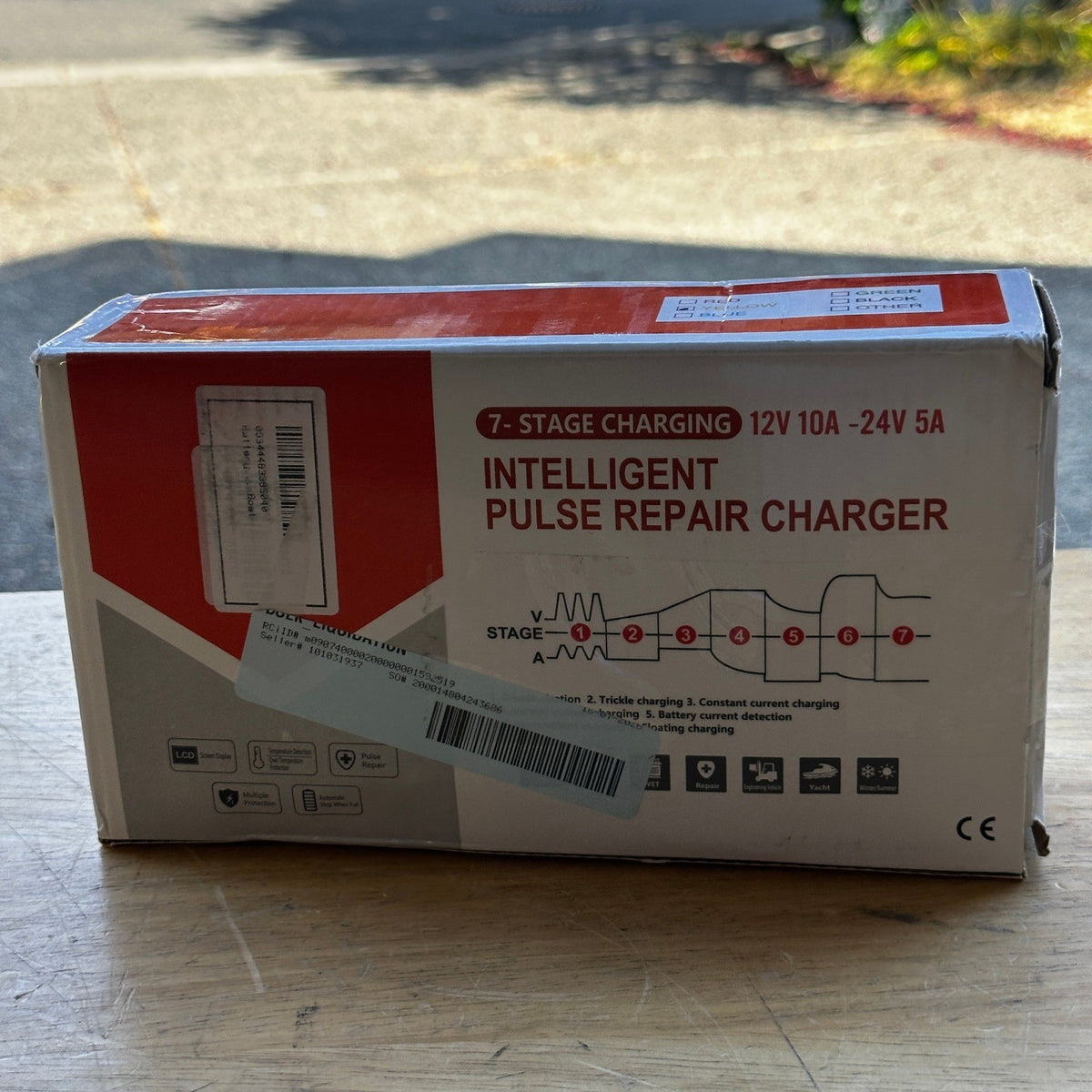 RJ-C121001A Yellow 12V 10A/24V 5A Car Battery Fast Charger Intelligent Pulse R