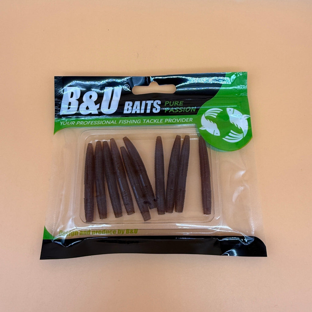 Pack of 10 B&U Brown Floating Senko Worms Bass Fishing Lure Ned Wacky Rig Soft