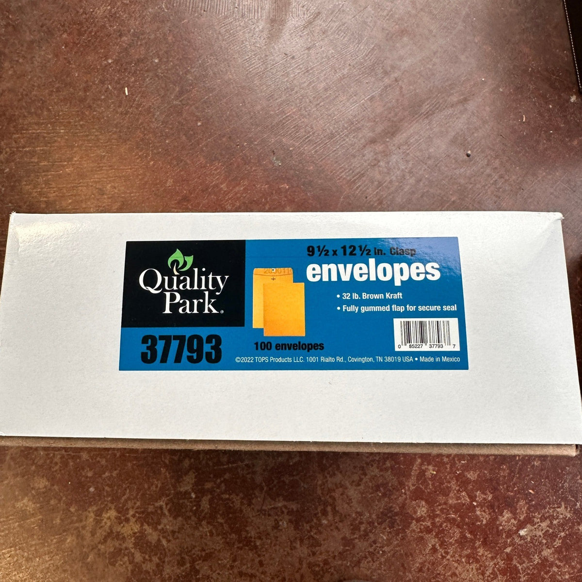 Pack of 100 Quality Park 37793 Clasp Envelopes, 9.5" x 12.5" Brown Kraft