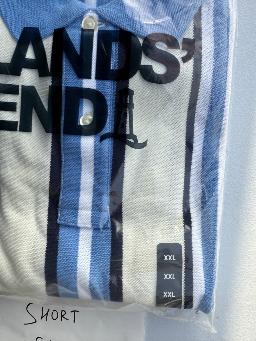 Lands' End Men's 2XL Comfort-First Short Sleeve Striped Mesh Polo Shirt Ivory/Ch