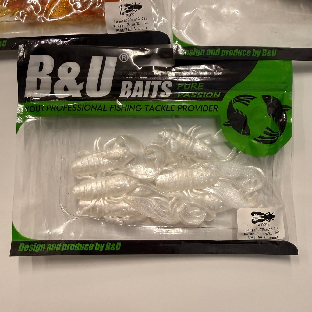 Set of 3 (6 pcs Each) B&U Baits 2.7" Filet Craw Soft Plastic Floating Fishing