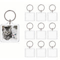 BetterJonny 9 Pcs Square Acrylic Picture Keychain Blanks in Clear Acrylic Pictu