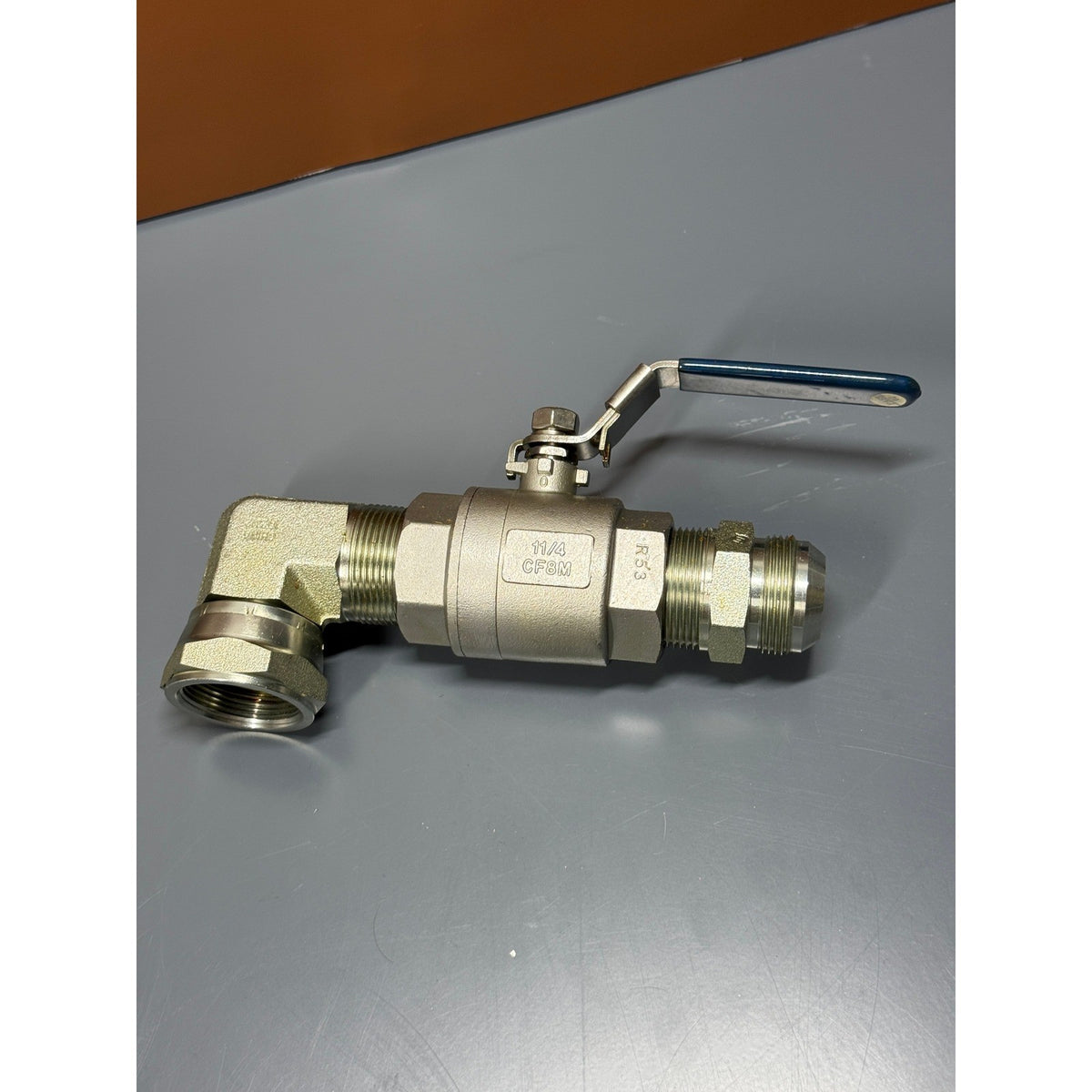 1-1/4" CF8M Stainless Ball Valve 1000WOG Assembly w/ Elbow & Adapter Fittings