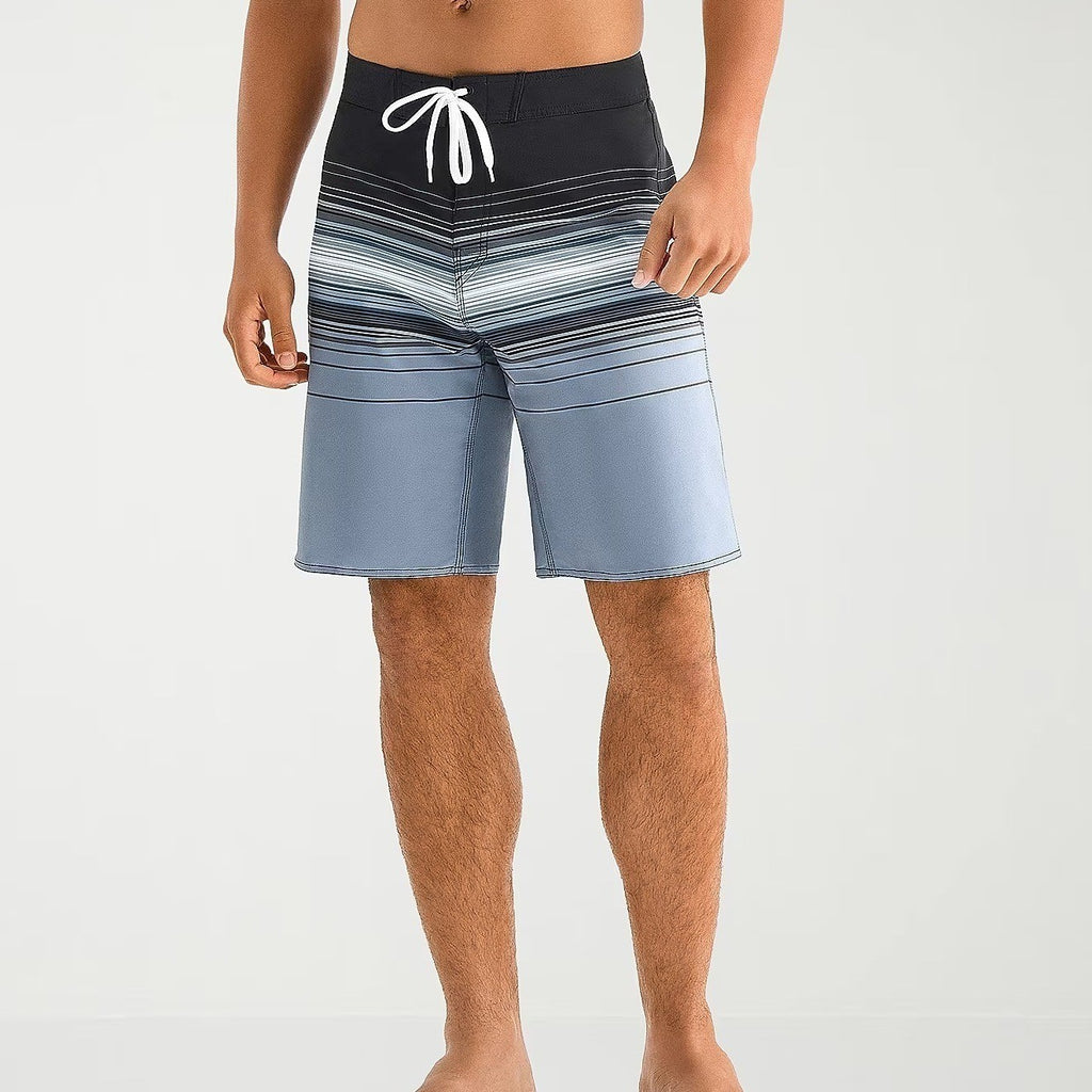 MSRP $44 Burnside Mens 32 Black/Slate Blue 9 1/2" Striped Board Shorts