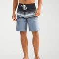 MSRP $44 Burnside Mens 32 Black/Slate Blue 9 1/2" Striped Board Shorts