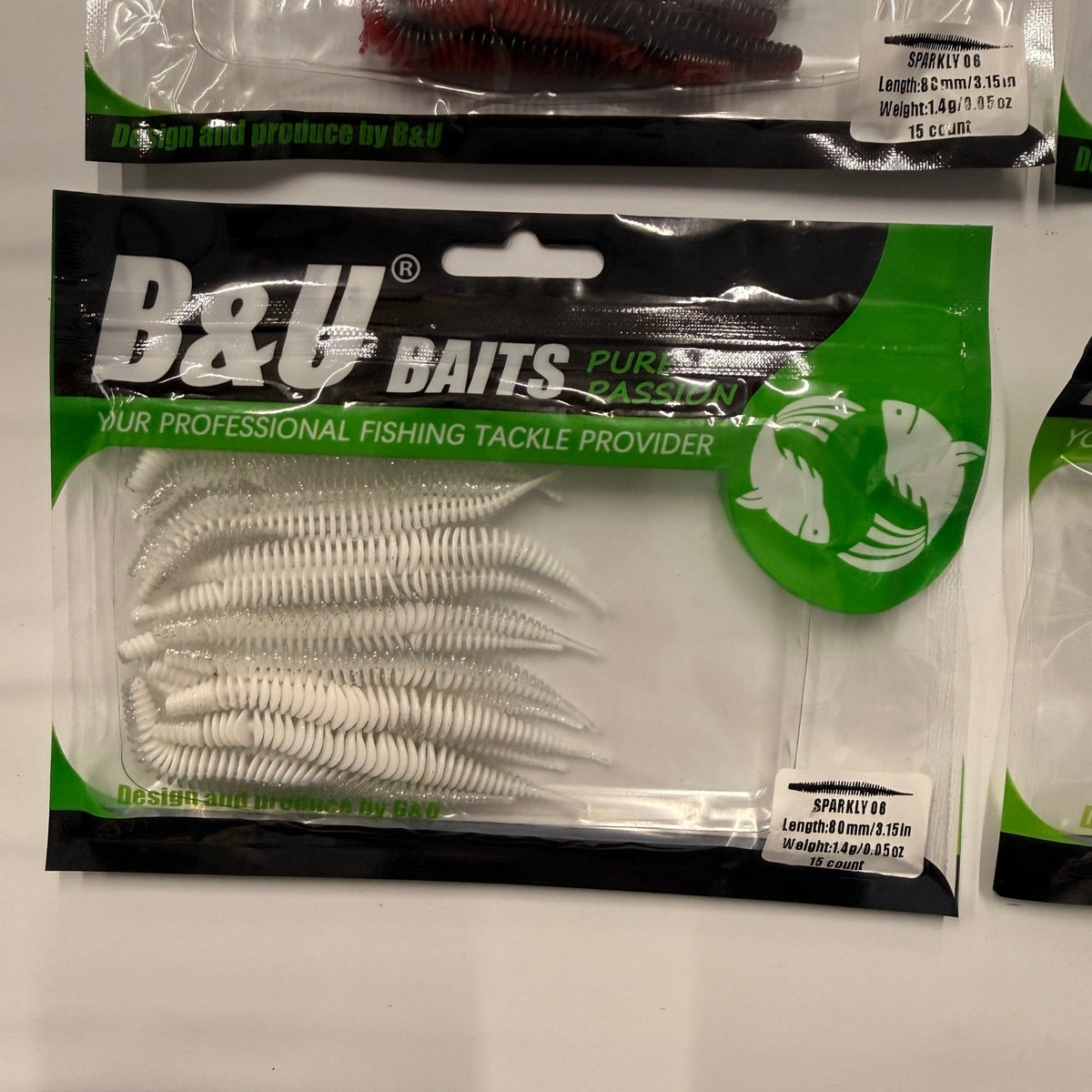 Set of 4 (15 pcs Each) B&U Baits 3.15" Sparkly Floating Soft Fishing Fishing