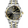 Dofia Xiaoya Aiyishi 1832 Men's Two Tone Stainless Steel Quartz Watch Black Dia