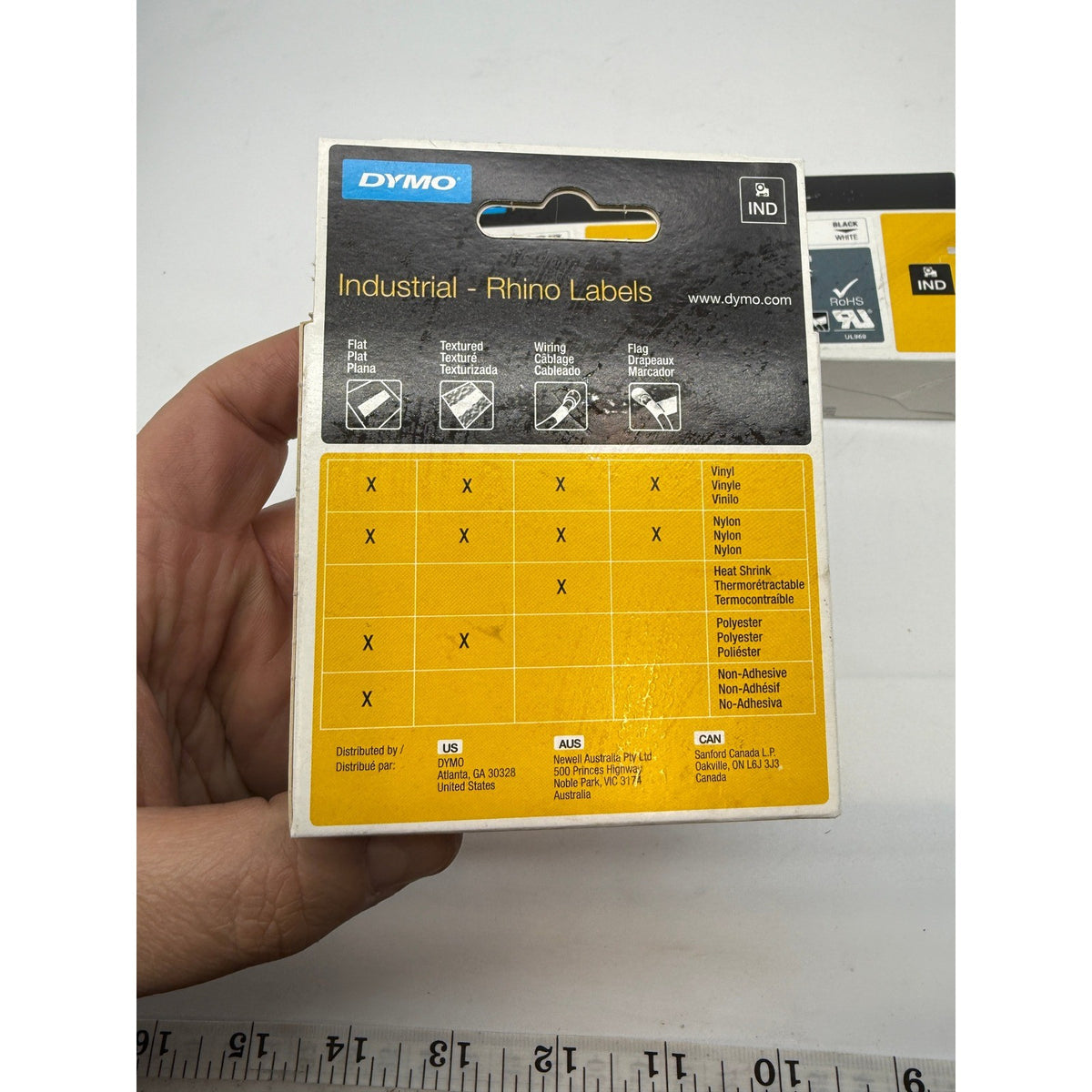 Lot of 3 DYMO Rhino Flexible Nylon Industrial Label Tape 1/2" x 11 1/2 ft White/