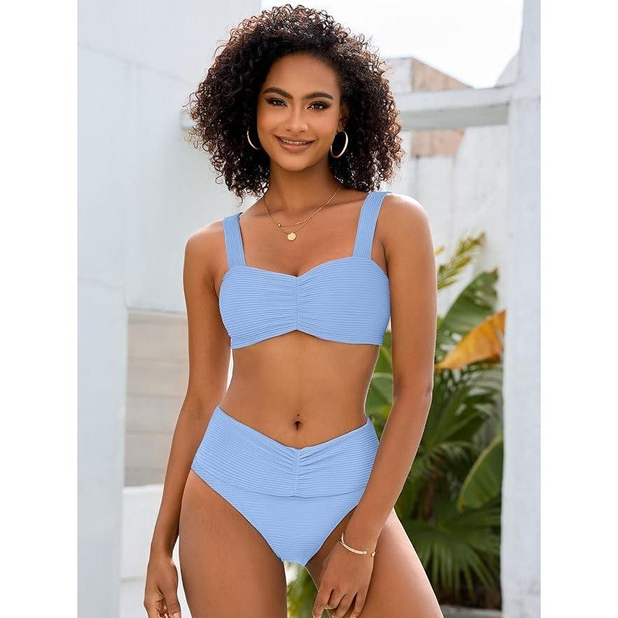 MSRP $39 ANRABESS Women's L Bathing Suit Tummy Control Bikini Set Beach Fro