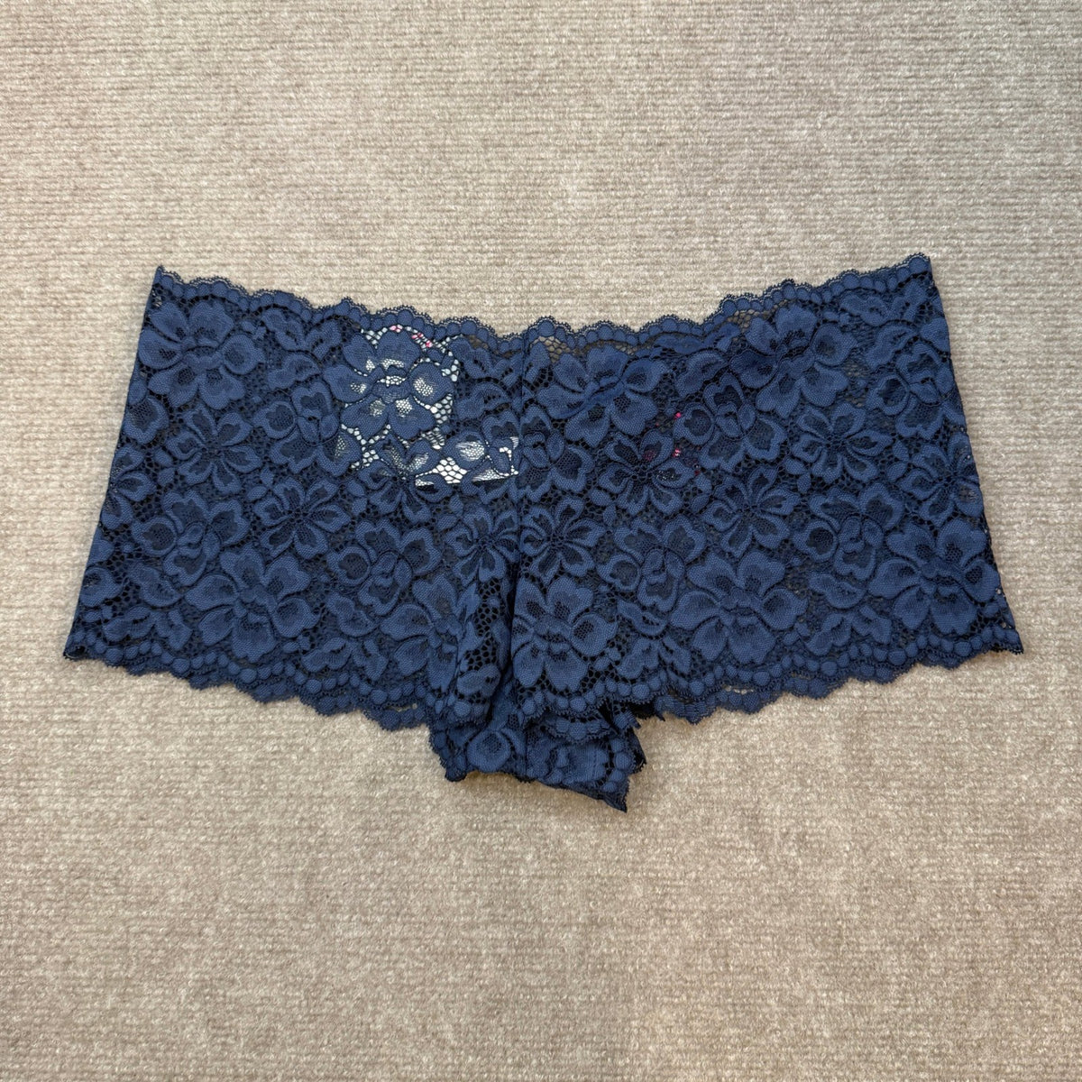 Maidenform Women's L Navy Underwear Boy Shorts With Cheeky Fit Lace Boyshor