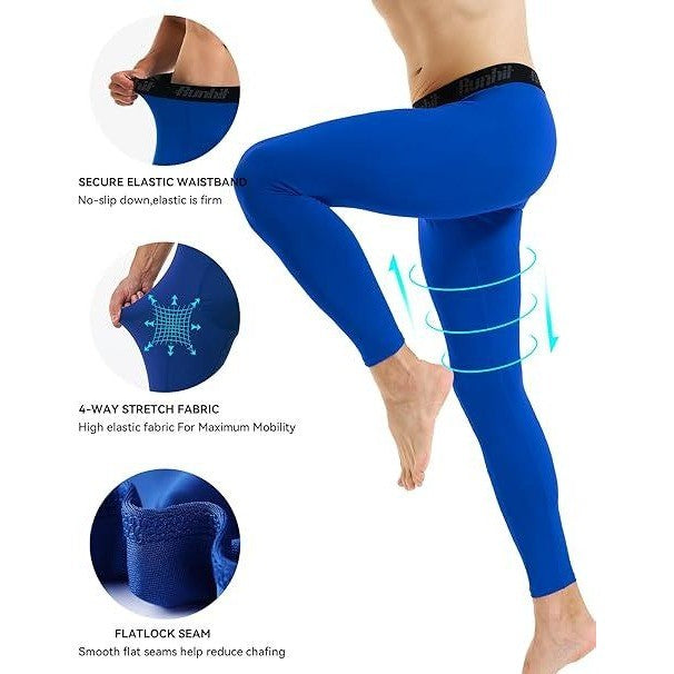 Runhit Men's M Blue Compression Pants Running Tights Workout Leggings Athletic