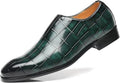 Santimon Men's US 8 - 10 Green Smoking Loafers Checkered Slip On Dress Casual