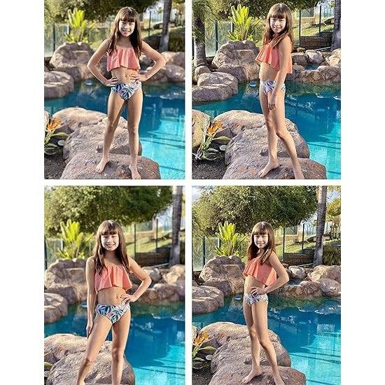MSRP $28 Arshiner Girls 11-12Y Swimsuit Two Pieces Bikini Set Ruffle Bathing Su