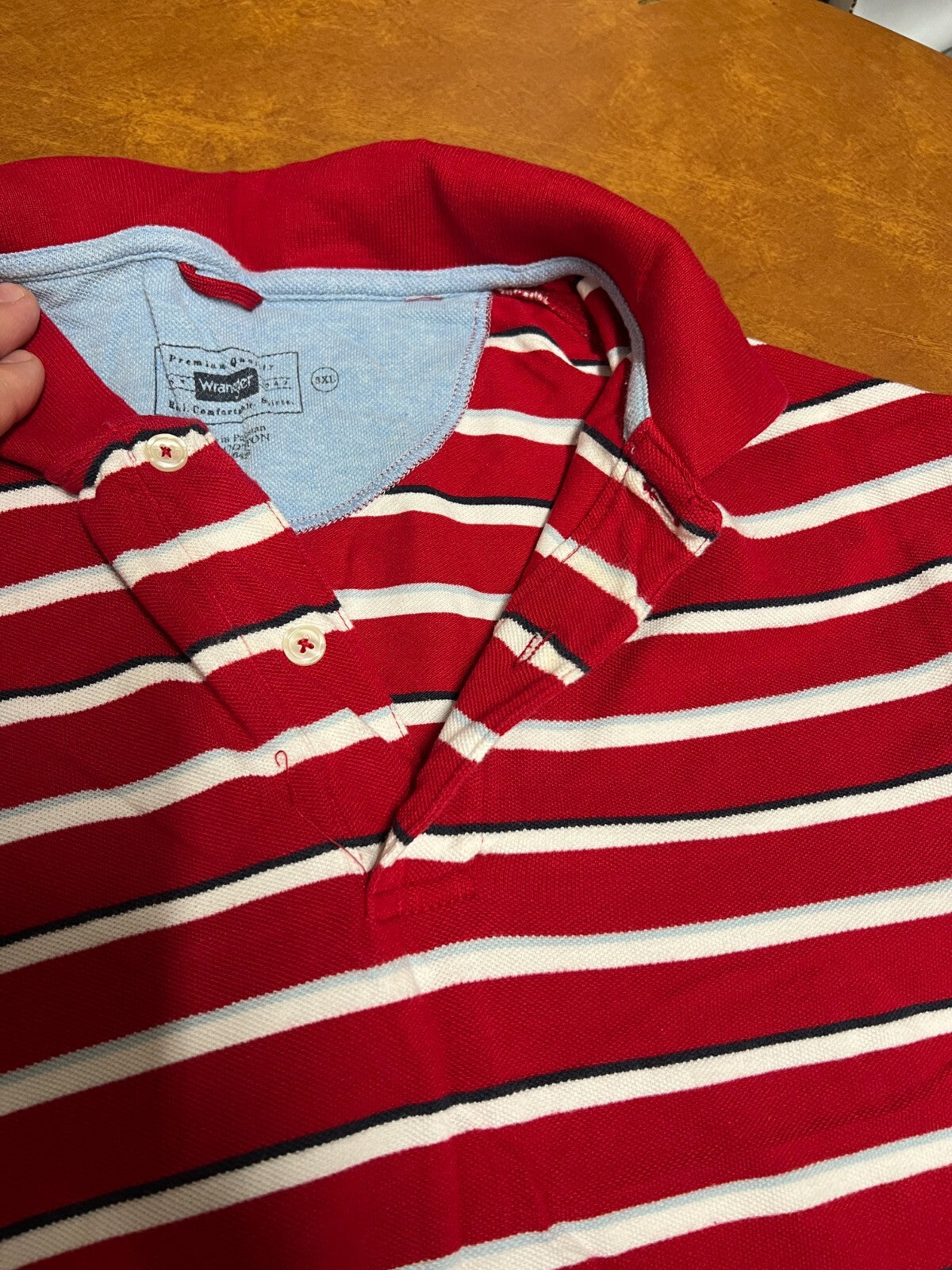 Wrangler Mens 3XL Red Striped Polo Short Sleeve Shirt #386