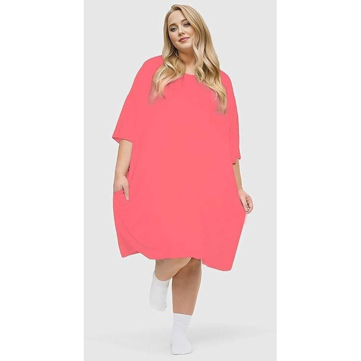 KFUBUO Plus Size Nightgowns for Women Coral Pink Fit S-5XL Oversized Sleep