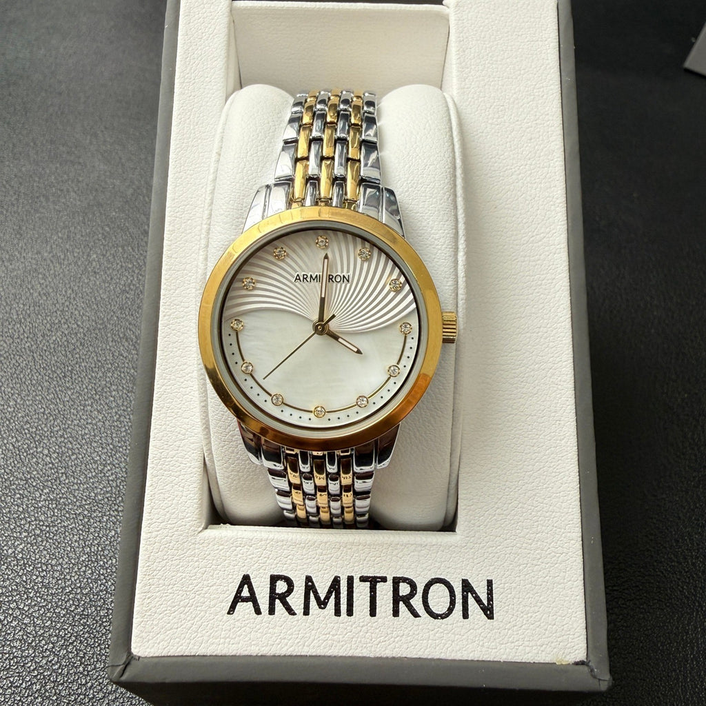 Armitron Women's 75/5821TT Crystal Accented Two Tone Bracelet Watch New Battery