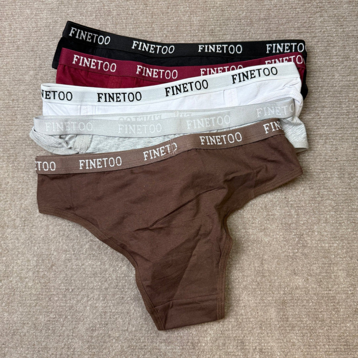FINETOO 5 Pack Women's S Cotton Underwear Cheeky Panties Sexy Hipster Bikini E