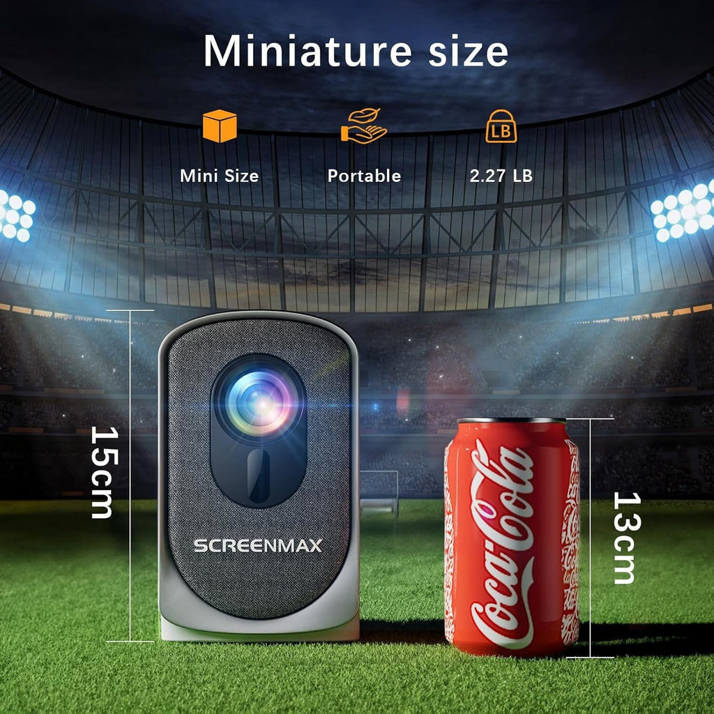 SCREENMAX Electric Focus Mini Projector with WiFi and Bluetooth, Upgraded Portab