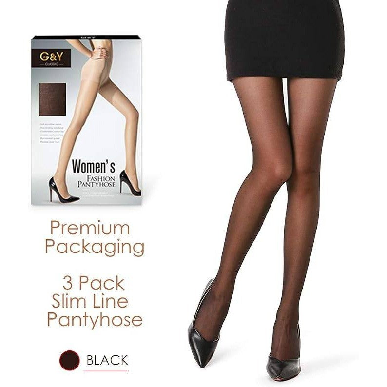 G&Y 3 Pairs Women's XL Sheer Tights 20D Control Top Pantyhose Reinforced Toes