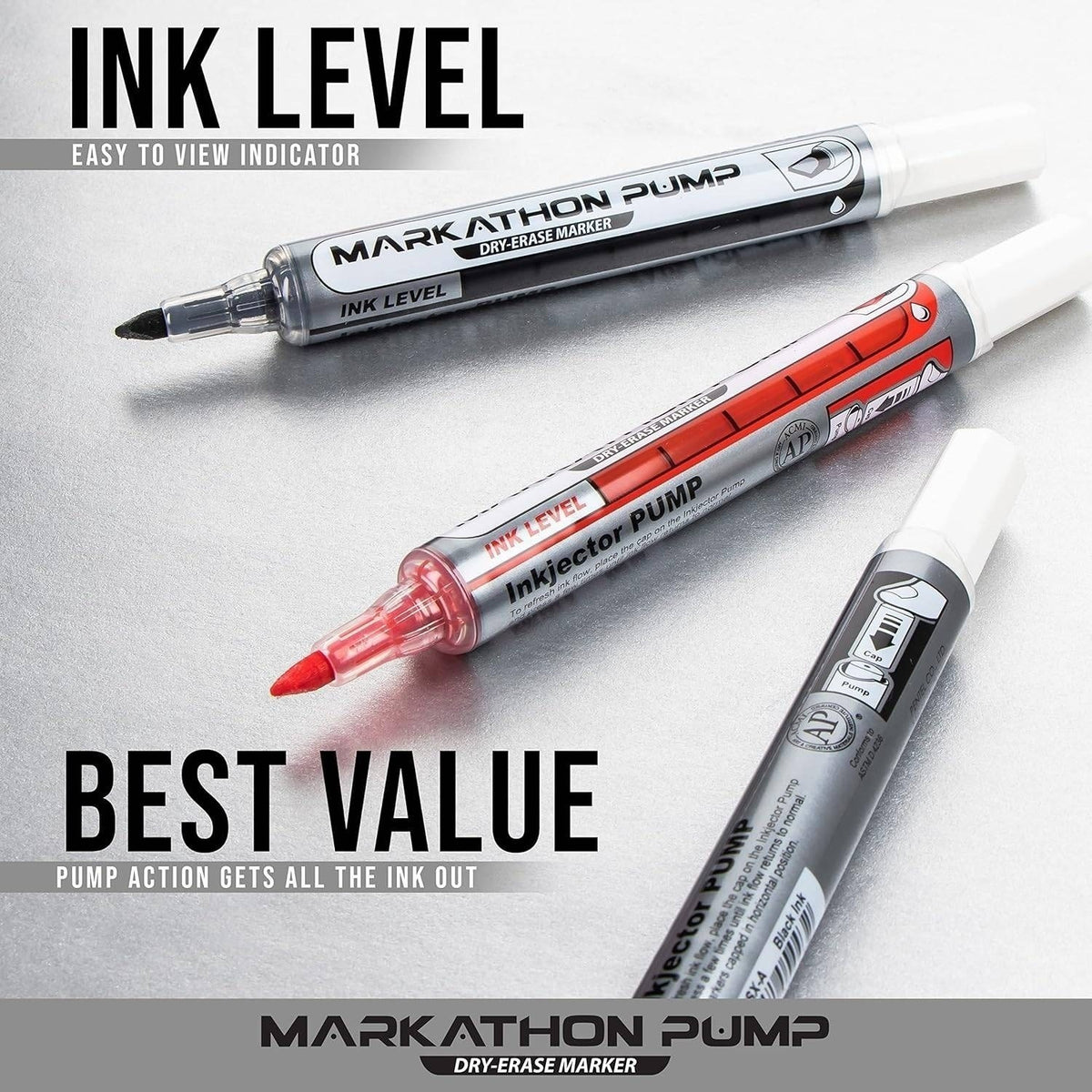 Pack of 12 Pentel Markathon MWL6SX-B Red Ink Pump Dry Erase Marker, Chisel Tip