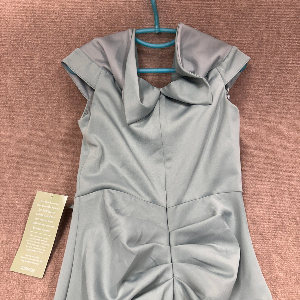 MSRP $130 DJ Jaz Womens 8 Sage Sweetheart Neck Short Sleeve Evening Gown