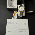 Armitron 75/5879TT Women's Two Tone Crystal Bracelet Watch Working BROKEN BAND