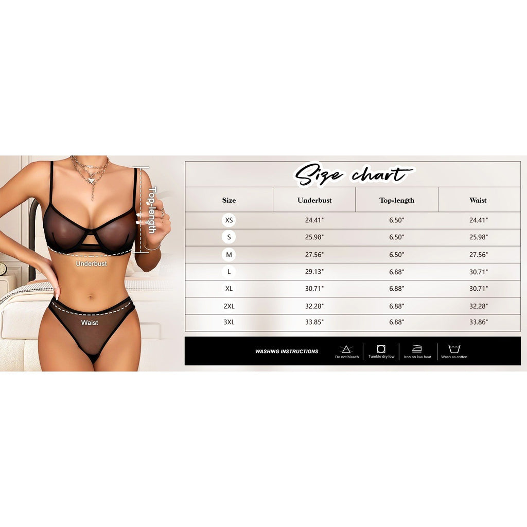 MSRP $23 Lilosy Leopard Black XS Sexy Mesh Sheer Underwire Push Up Lingerie Set