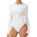 MSRP $18 AFITNE Women's L Crew Neck Long Sleeve Bodysuit Basic Trendy Tummy