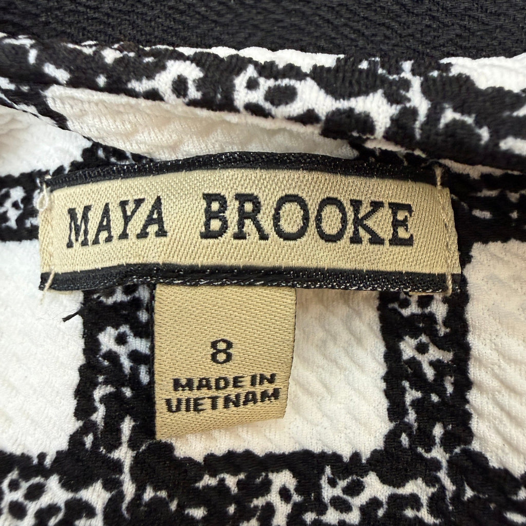 MSRP $94 Maya Brooke Womens 8 White/Black Plaid 2 Piece Jacket Dress