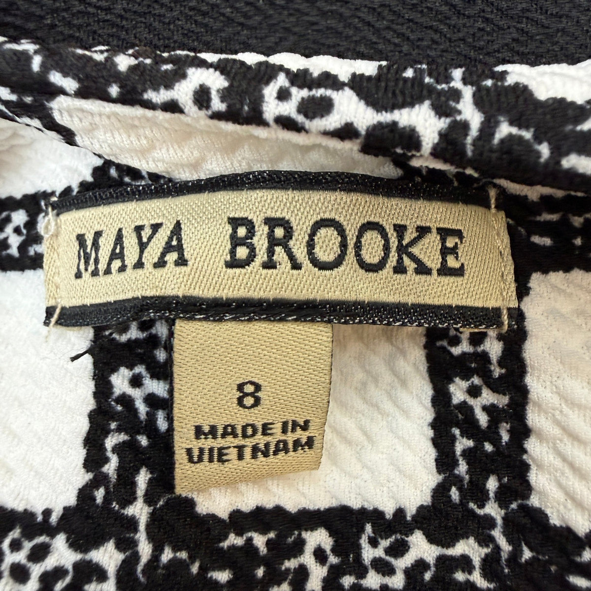 MSRP $94 Maya Brooke Womens 8 White/Black Plaid 2 Piece Jacket Dress