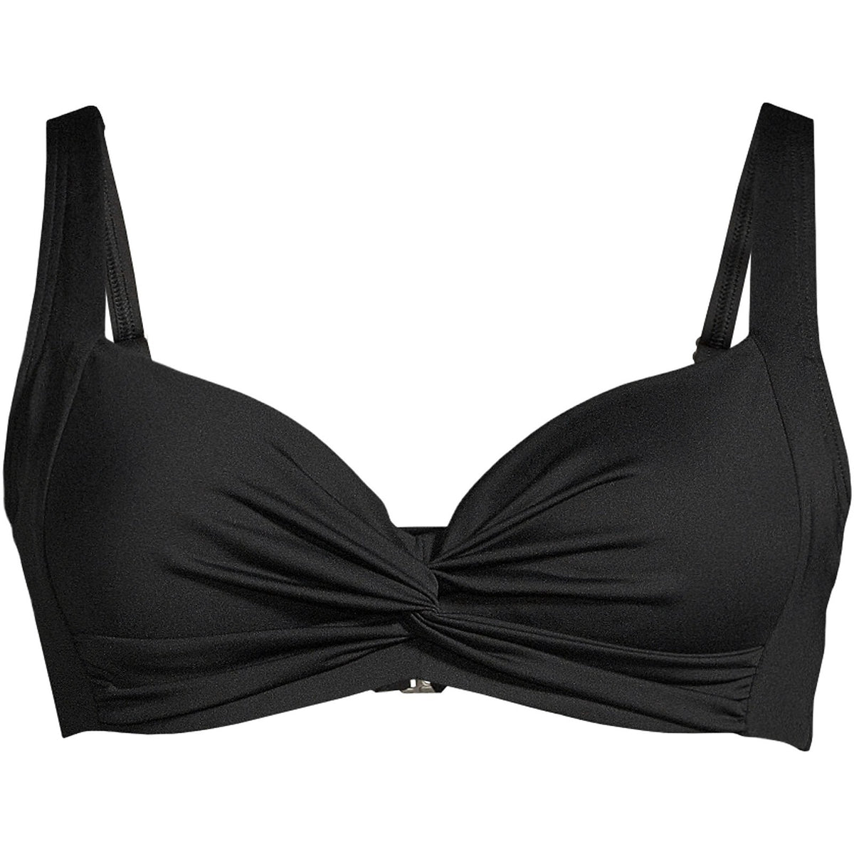 Lands' End Women's 4, 2-10 LONG Black Twist Front Underwire Bikini Swimsuit Top