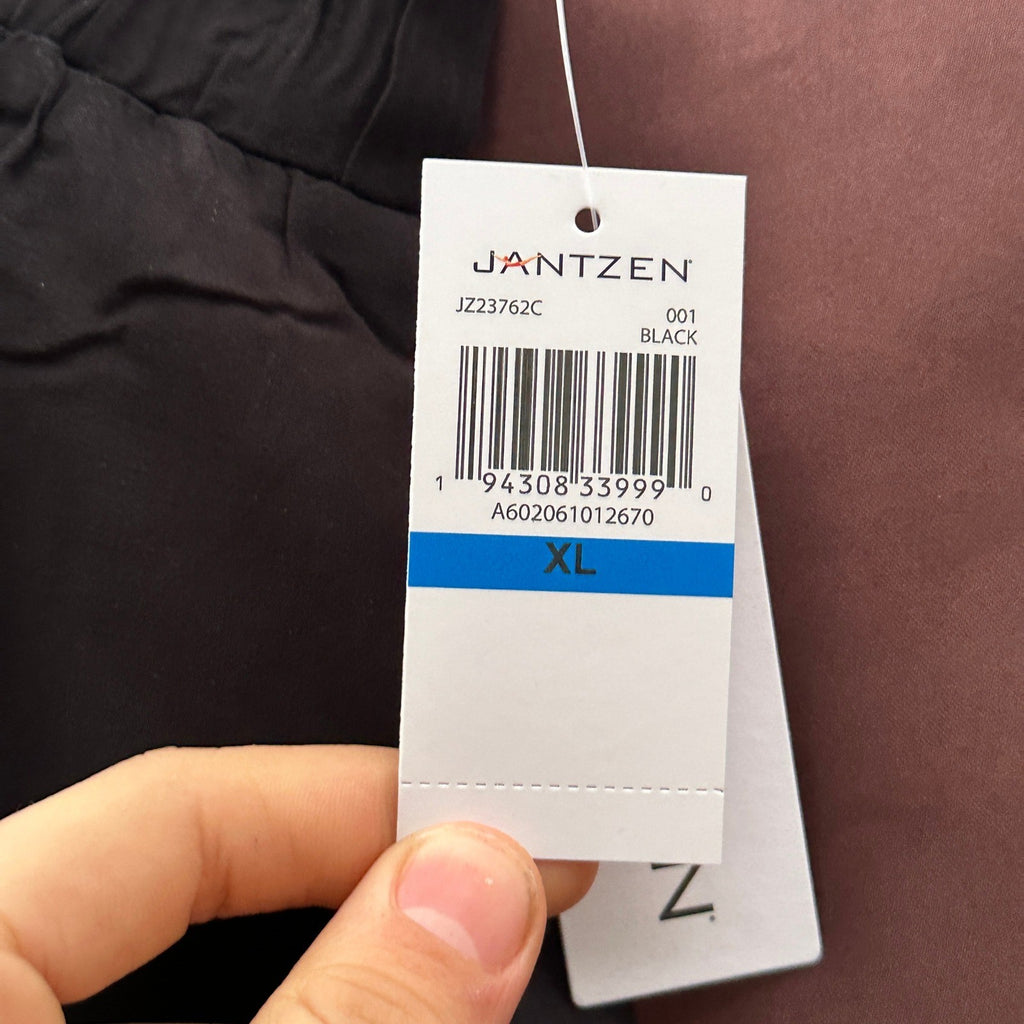 NWT Jantzen Women's Sz XL Black Woven Pull-On Tie-Waist Cover-Up Shorts