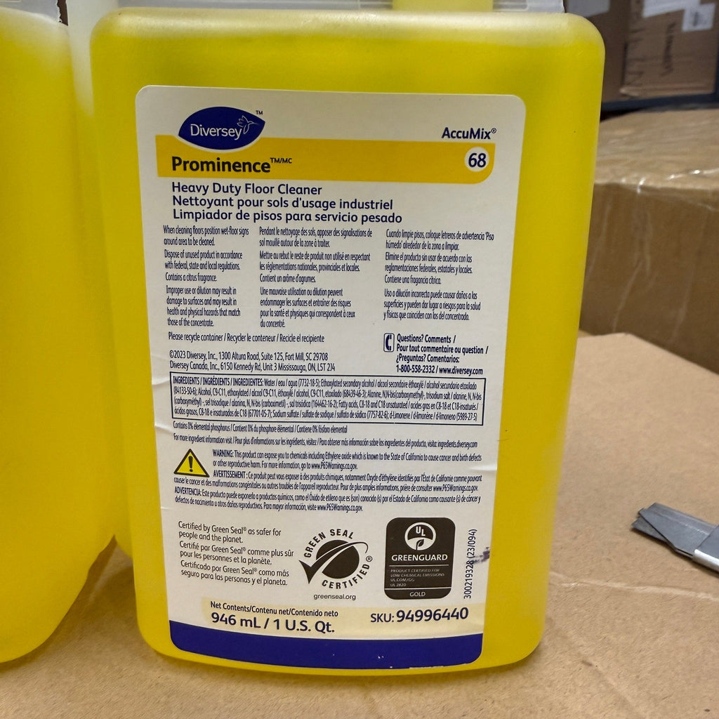 Set of 2 Diversey 94996440 Prominence Heavy Duty Floor Cleaner 32 Oz Citrus Ye