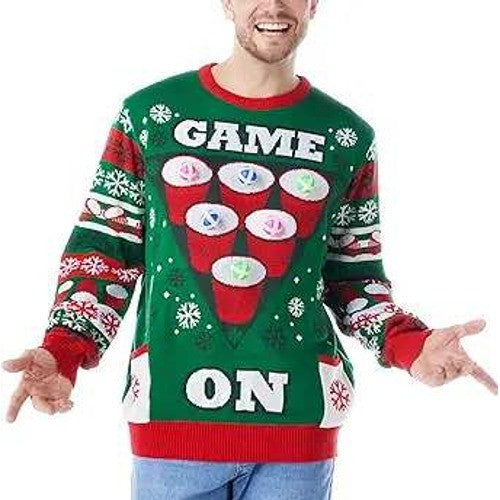 MSRP $39 Giggling Getup Women Men Size L Ugly Christmas Sweater with LED Light