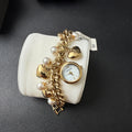 MSRP $85 Armitron 75/5578GP Gold Tone Charm Womens Crystal Bracelet Watch New