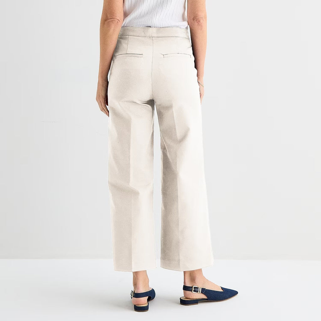 MSRP $54 Liz Claiborne Womens 10 Moonbeam Wide Leg Mid Rise Trouser Pants