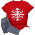 Wlizszu Women's XL Christmas T-Shirt Cute Snowflake Graphic Holiday Shirt Short