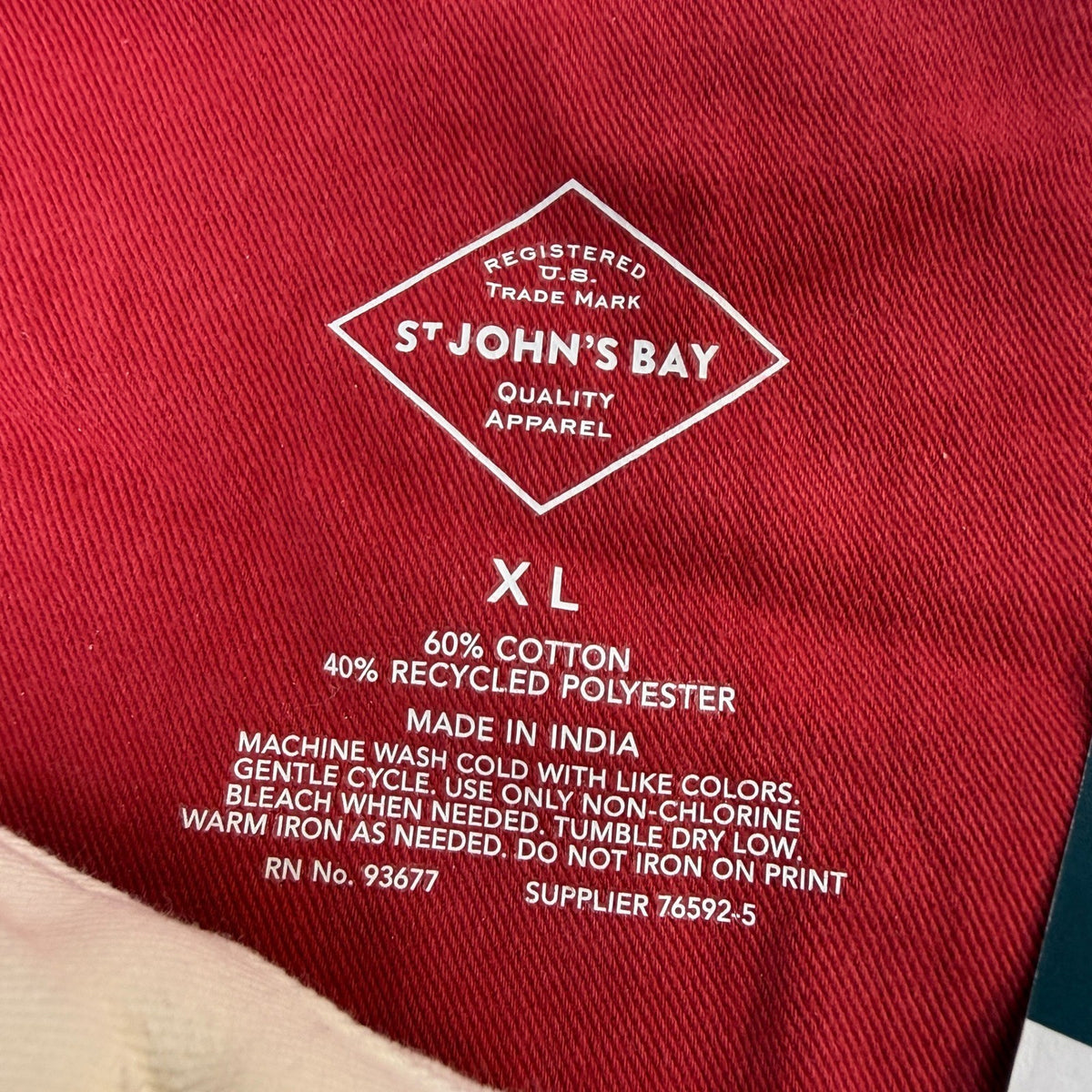 MSRP $38 St. John's Bay Mens XL Red Orange Stripe Rugby Shirt Long Sleeve Polo