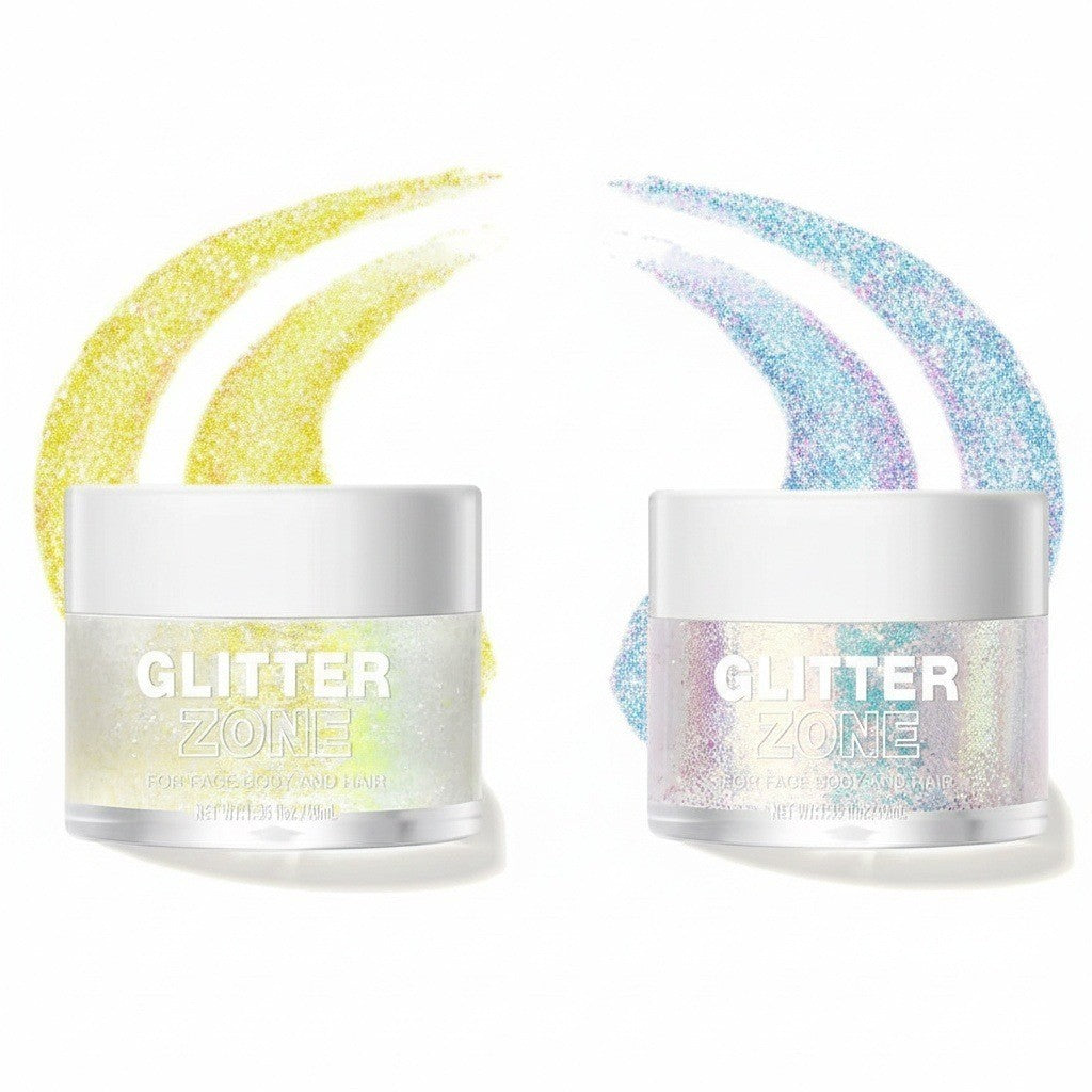 Set of 2 Glitter Zone Gel 1.35oz #02, #04 EXP 10/2026 for Body, Face, Hair