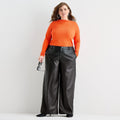 MSRP $90 Ashley Graham Womens 18W Peppercorn Black Faux Leather Trouser Straight