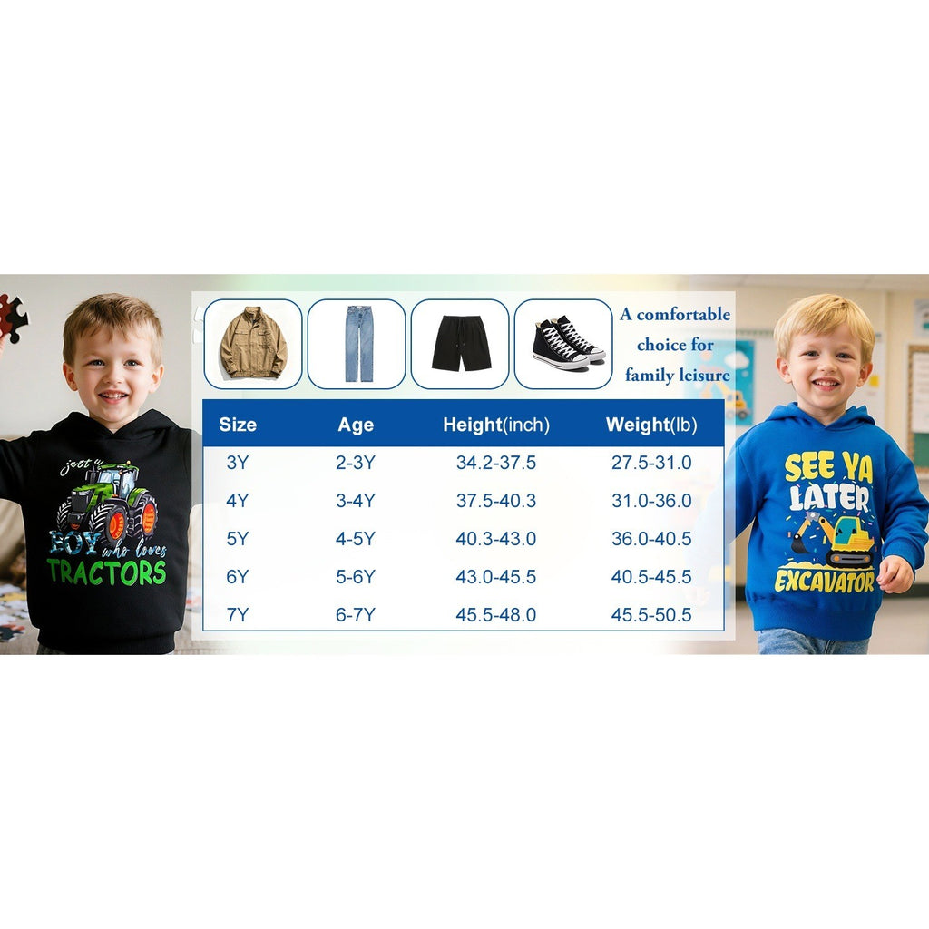 MSRP $26 Lovekider Boys 5Y Black Excavator Hoodies Sweatshirts Fun Vehicle Gra