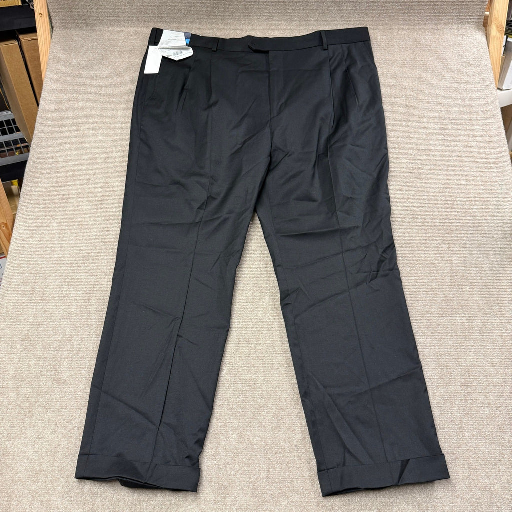 MSRP $110 Stafford Coolmax Mens 44x30 Black Suit Pants Classic Fit Pleated Front
