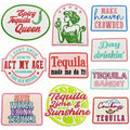 Set of 10 Iron on Party Patches,Tequila Theme Embroidered Applique Patches for
