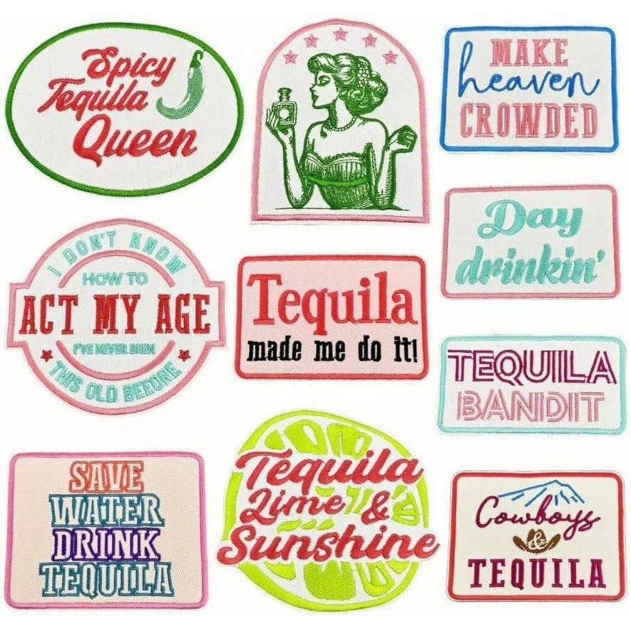 Set of 10 Iron on Party Patches,Tequila Theme Embroidered Applique Patches for