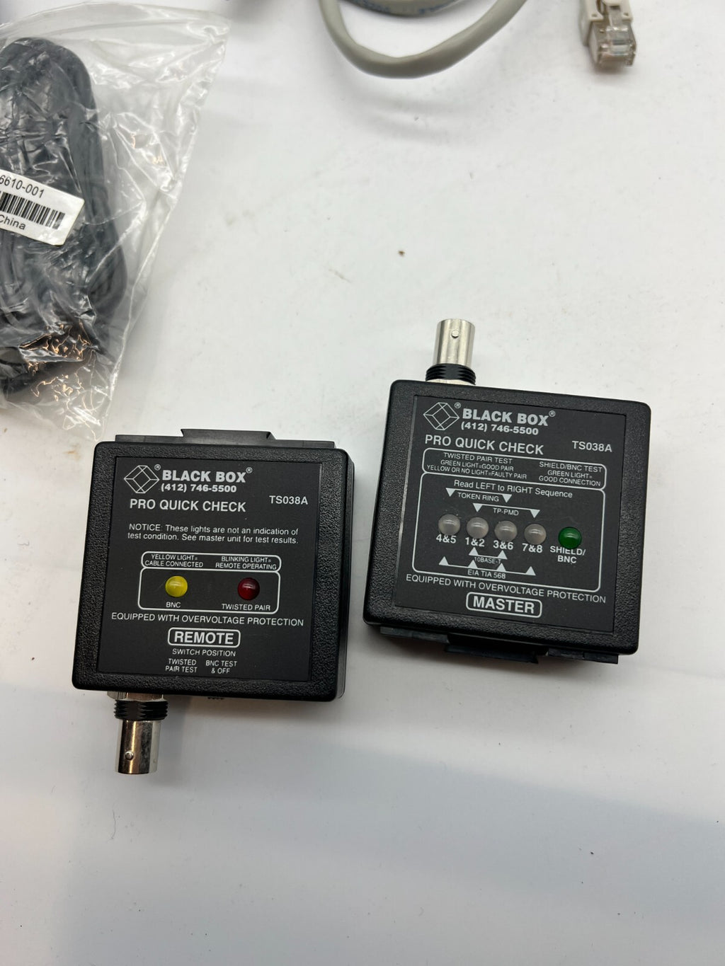 Black Box Pro Quick Check TS038A Master and Remote w/ Cables, Case