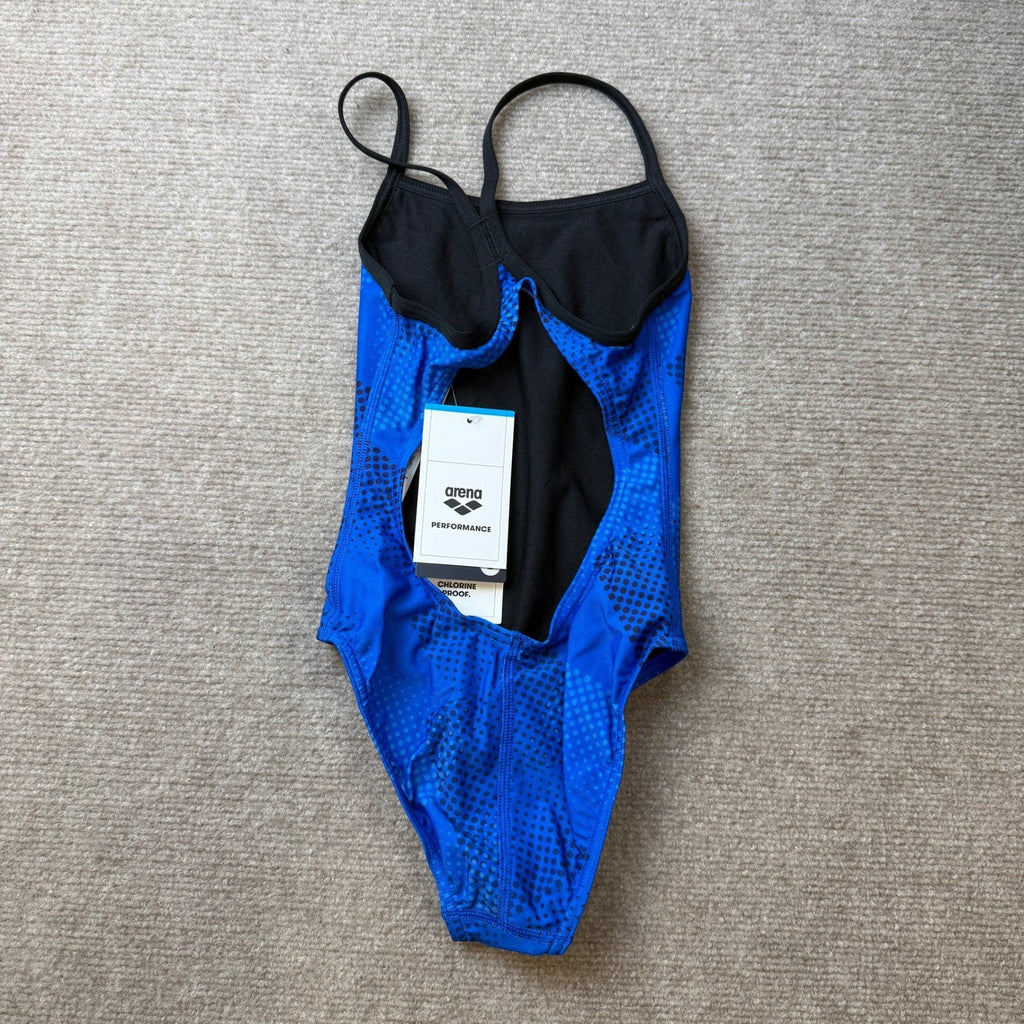 NWT Arena Women's 20 Black/Team Royal Performance Halftone Swimsuit Light Dr